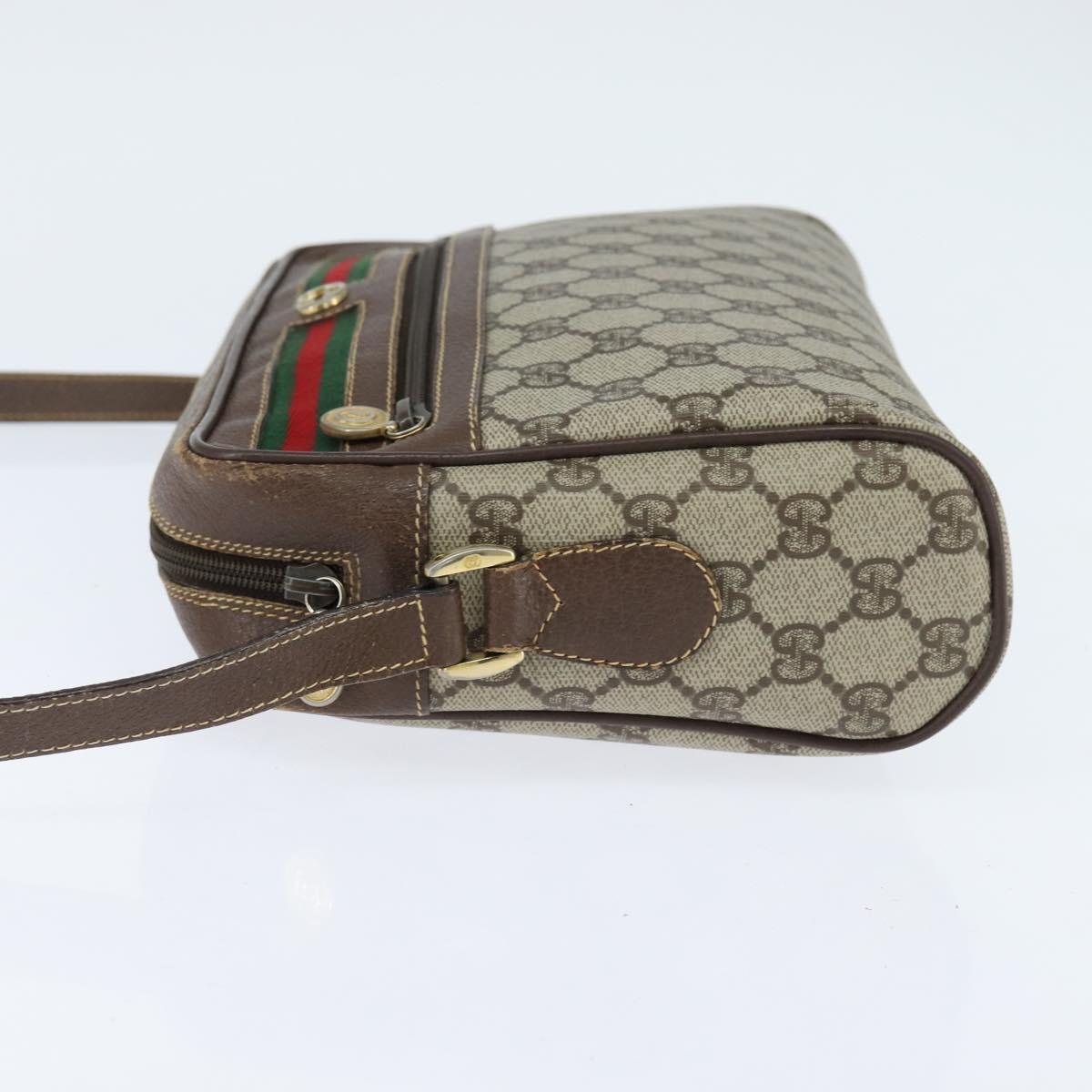 GUCCI GG Supreme Web Sherry Line Bag PVC Beige Gold 40 02 088 Auth 147770