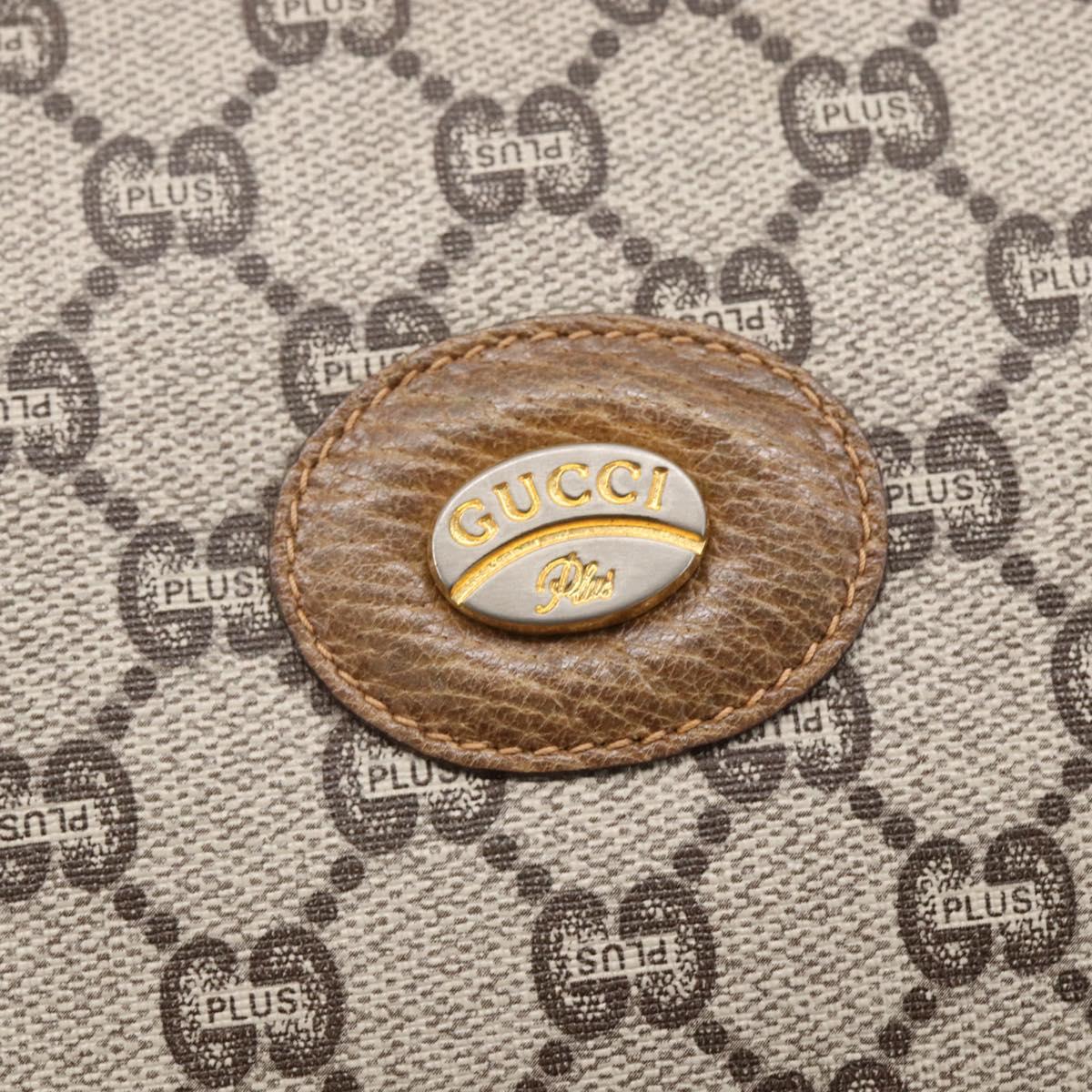GUCCI GG Plus Supreme Clutch Bag PVC Beige Gold Auth 147771