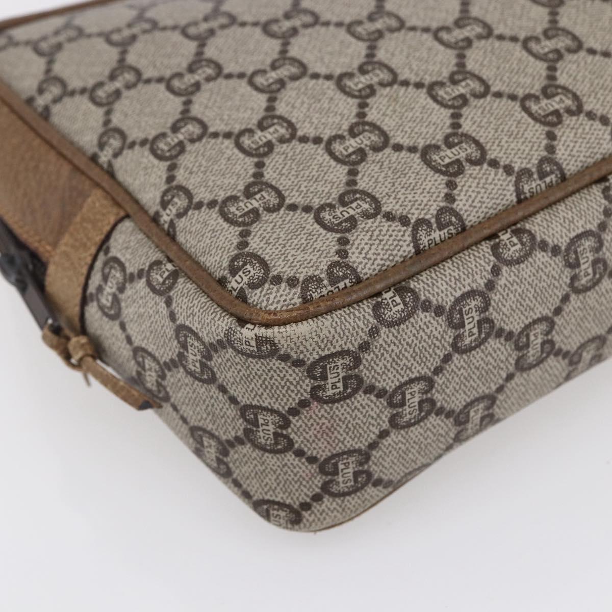 GUCCI GG Plus Supreme Clutch Bag PVC Beige Gold Auth 147771