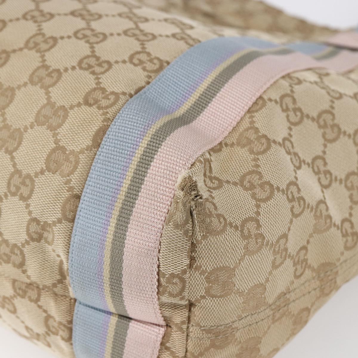 GUCCI GG Canvas Sherry Line Tote Bag Beige Pink Light blue 189669 Auth 147773