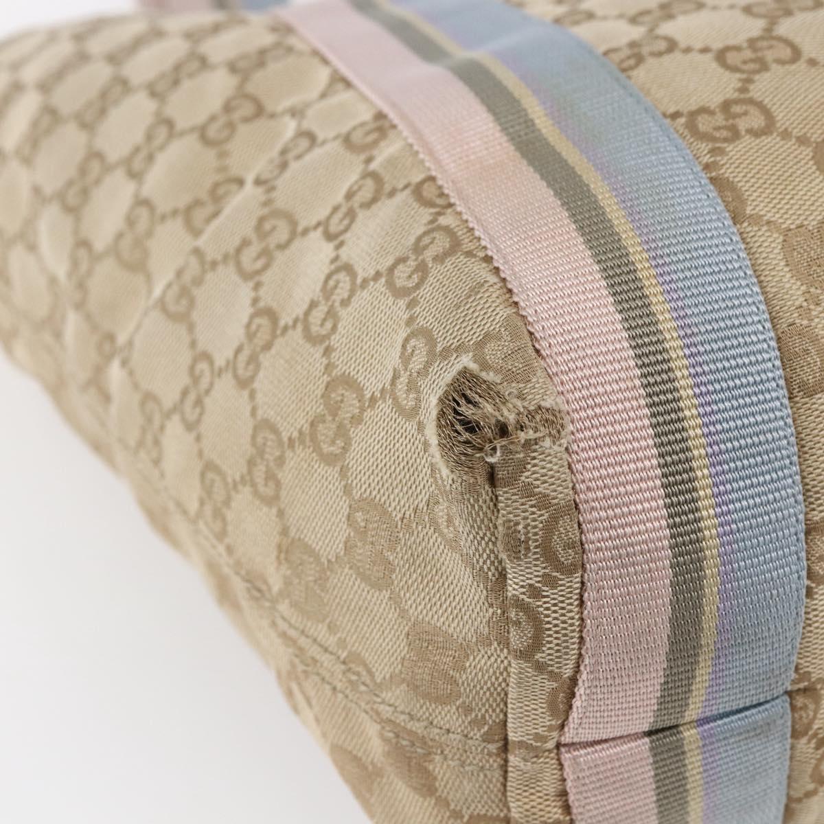 GUCCI GG Canvas Sherry Line Tote Bag Beige Pink Light blue 189669 Auth 147773