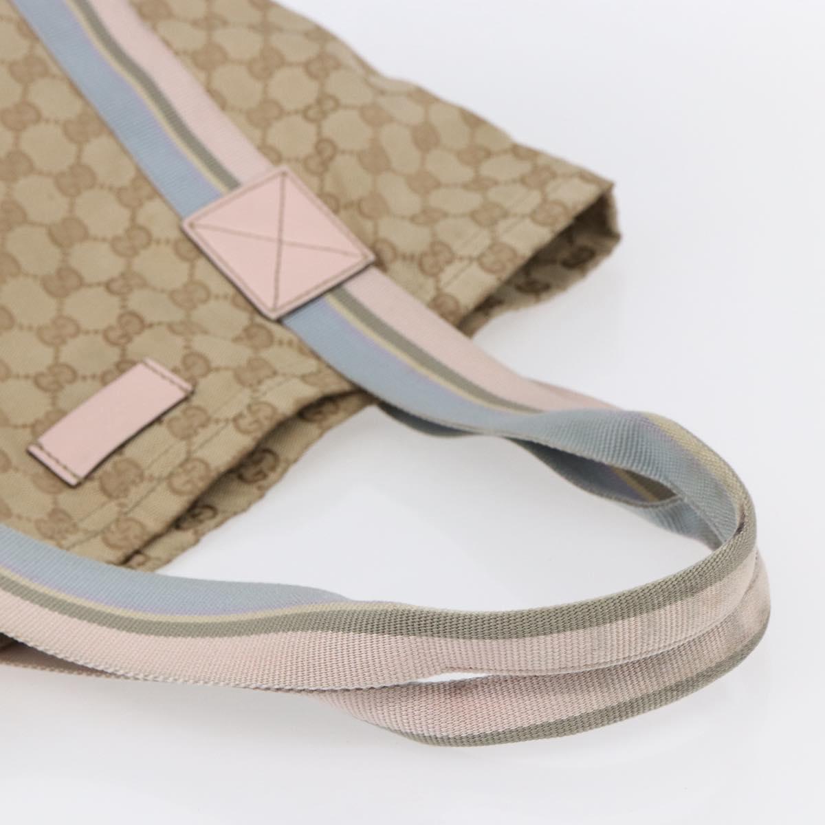 GUCCI GG Canvas Sherry Line Tote Bag Beige Pink Light blue 189669 Auth 147773