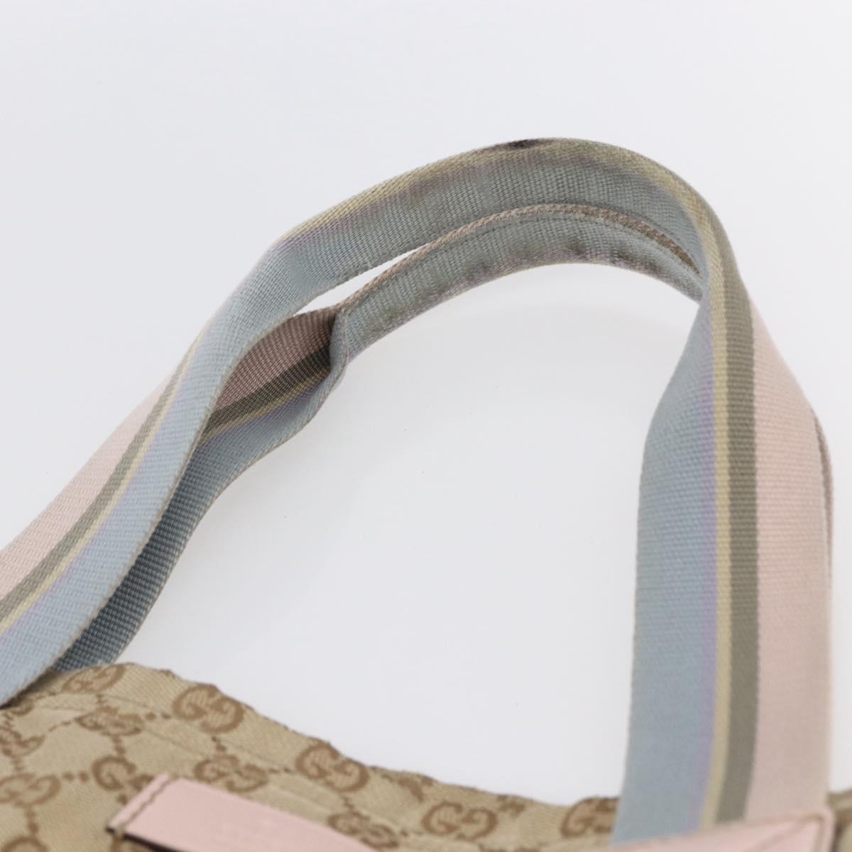 GUCCI GG Canvas Sherry Line Tote Bag Beige Pink Light blue 189669 Auth 147773