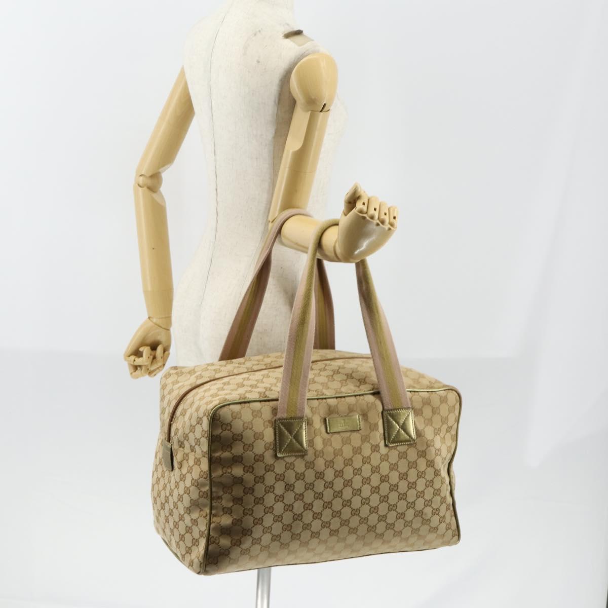 GUCCI GG Canvas Sherry Line Boston Bag Beige Gold 153240 Auth 147774