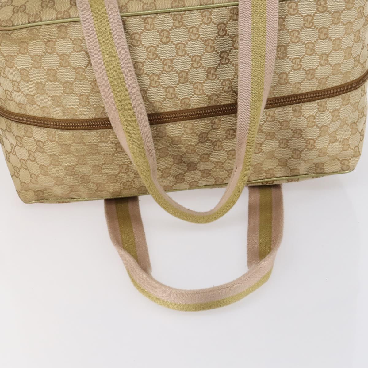 GUCCI GG Canvas Sherry Line Boston Bag Beige Gold 153240 Auth 147774