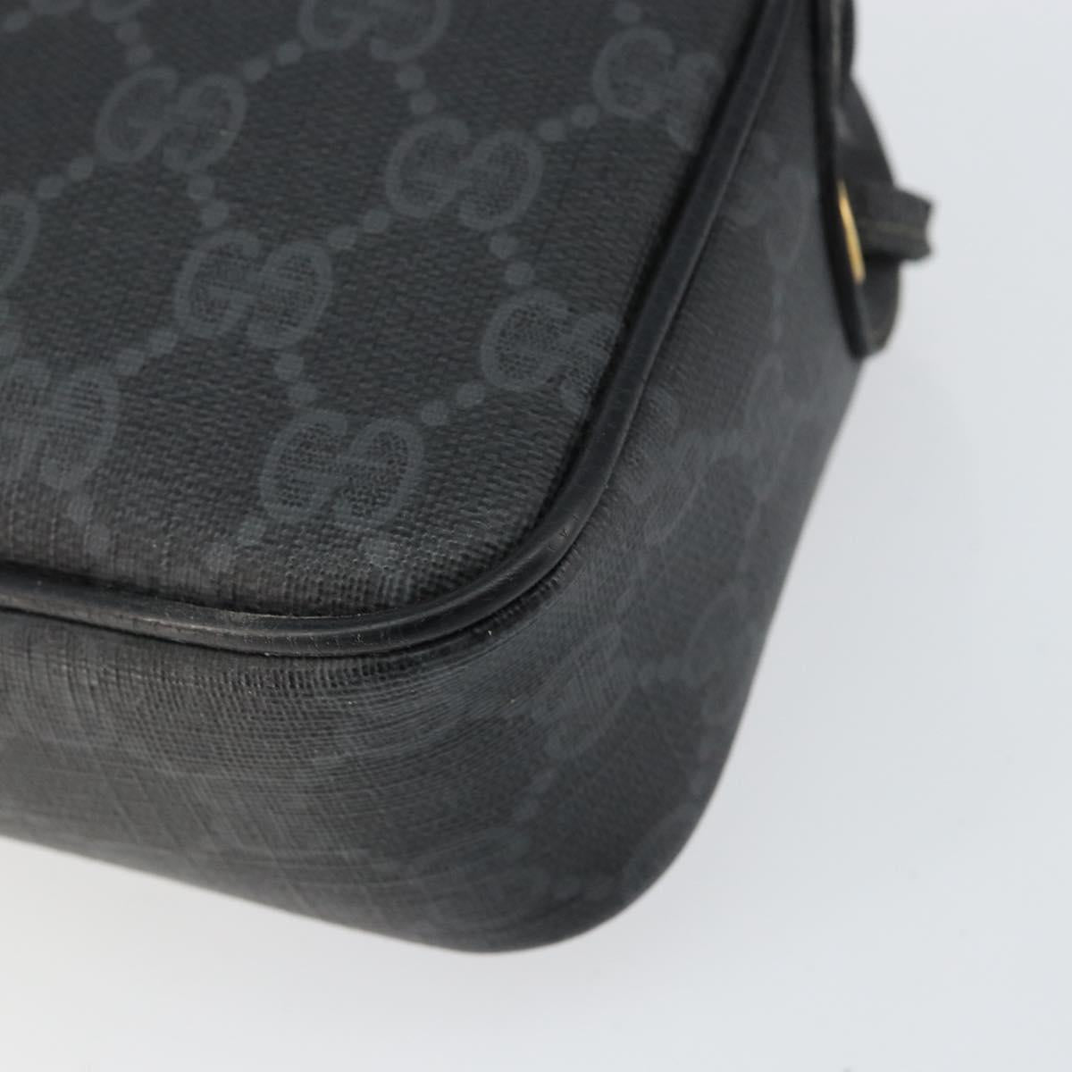 GUCCI GG Supreme Shoulder Bag PVC Black Gold 116 02 607 Auth 147775