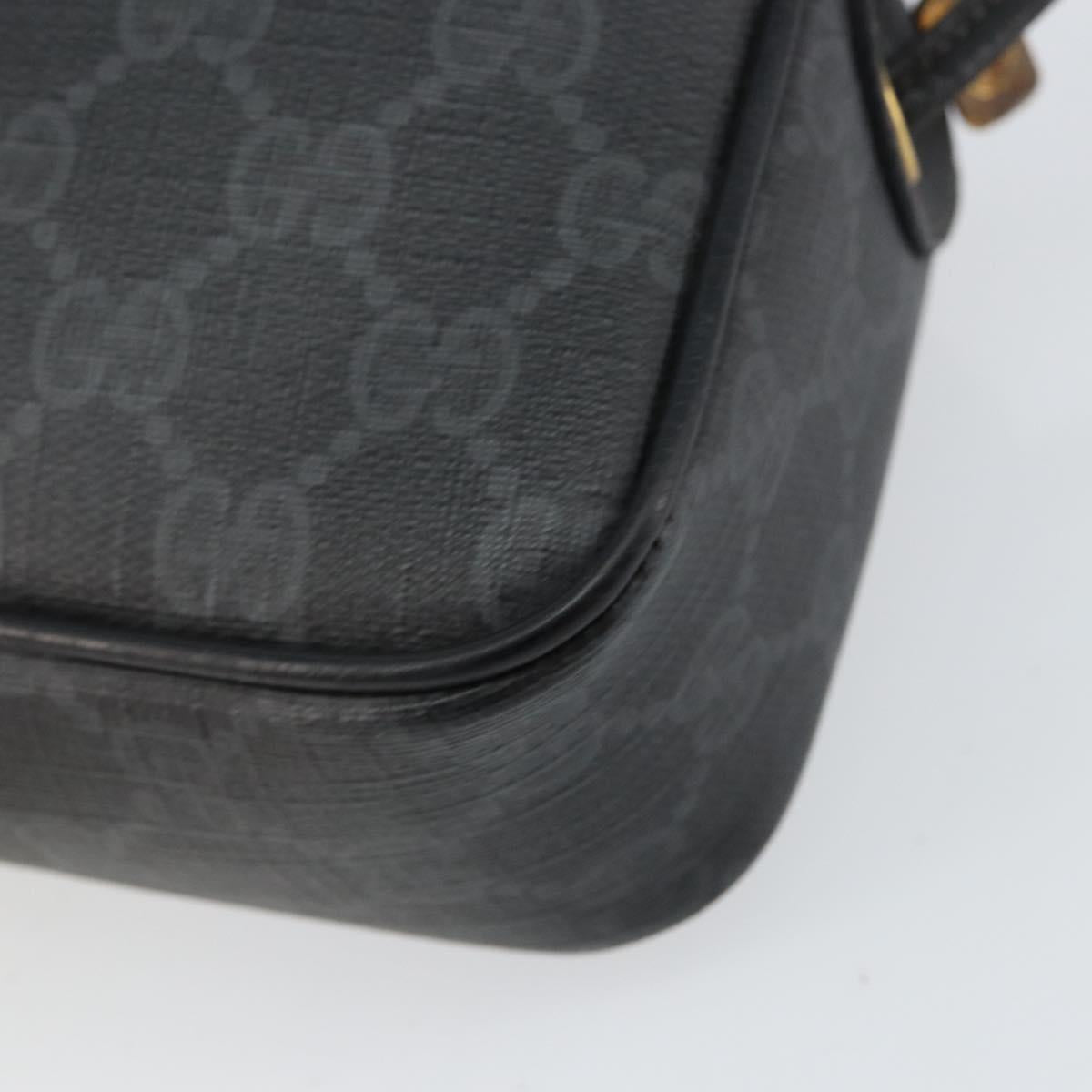 GUCCI GG Supreme Shoulder Bag PVC Black Gold 116 02 607 Auth 147775