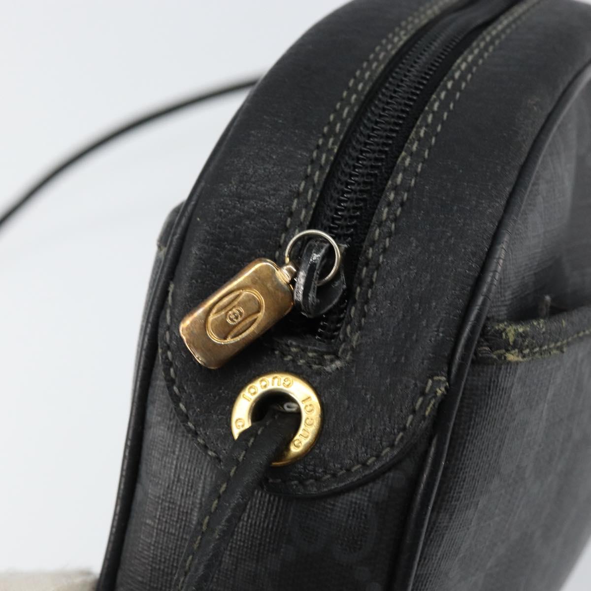 GUCCI GG Supreme Shoulder Bag PVC Black Gold 116 02 607 Auth 147775