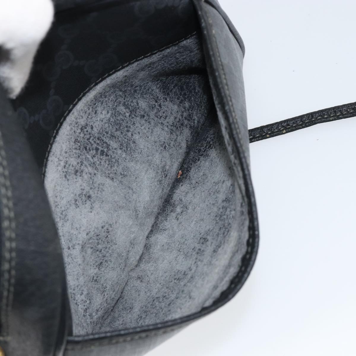 GUCCI GG Supreme Shoulder Bag PVC Black Gold 116 02 607 Auth 147775