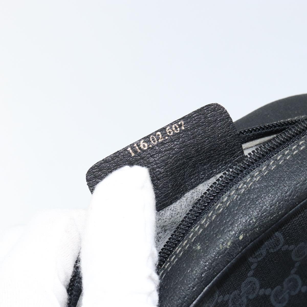 GUCCI GG Supreme Shoulder Bag PVC Black Gold 116 02 607 Auth 147775