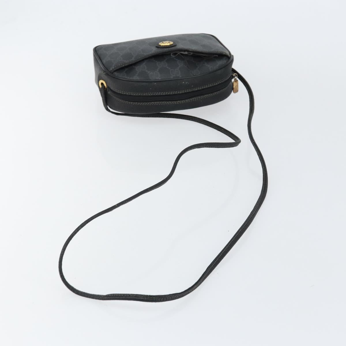 GUCCI GG Supreme Shoulder Bag PVC Black Gold 116 02 607 Auth 147775