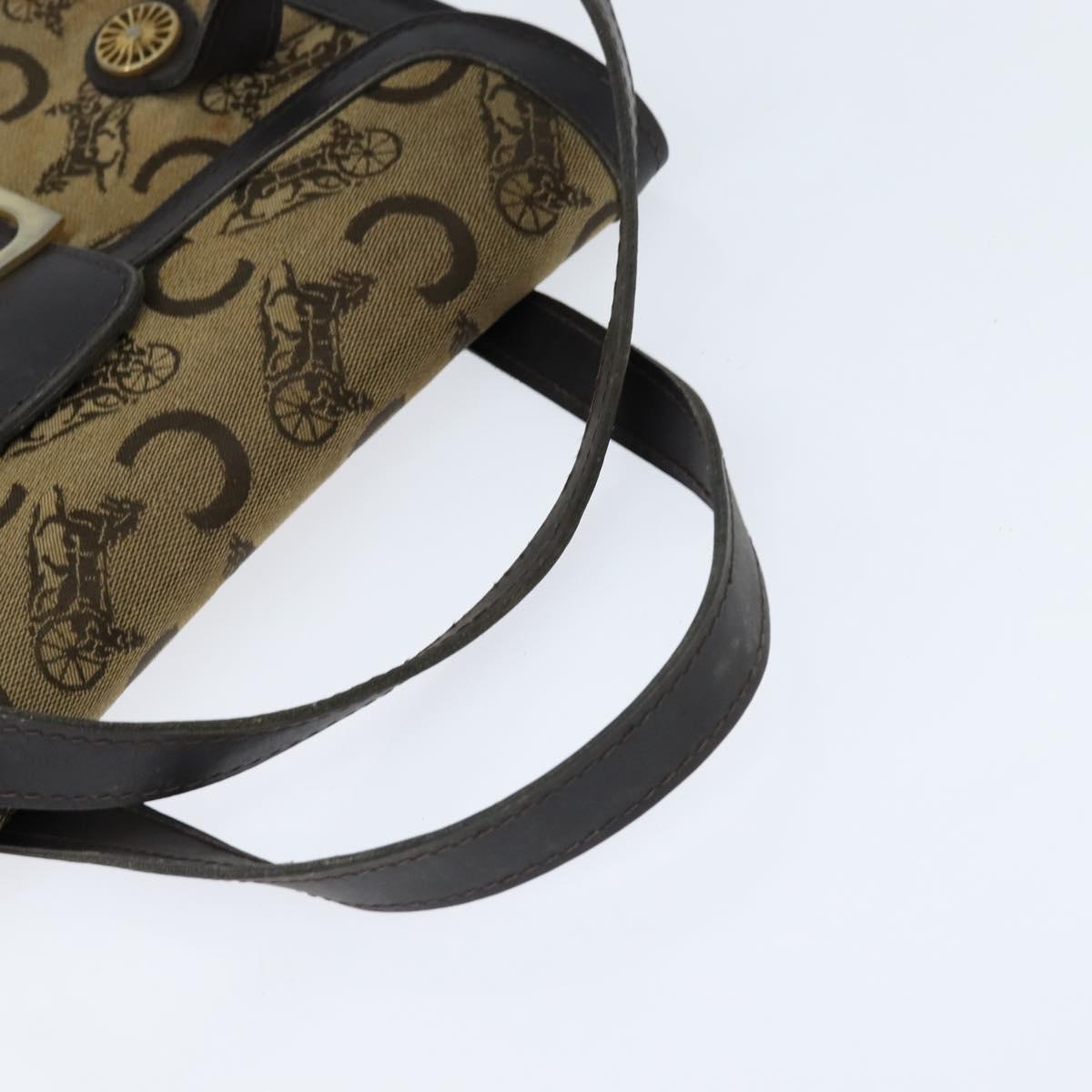 CELINE C Sulky Hand Bag Canvas Leather Brown Gold Auth 147776
