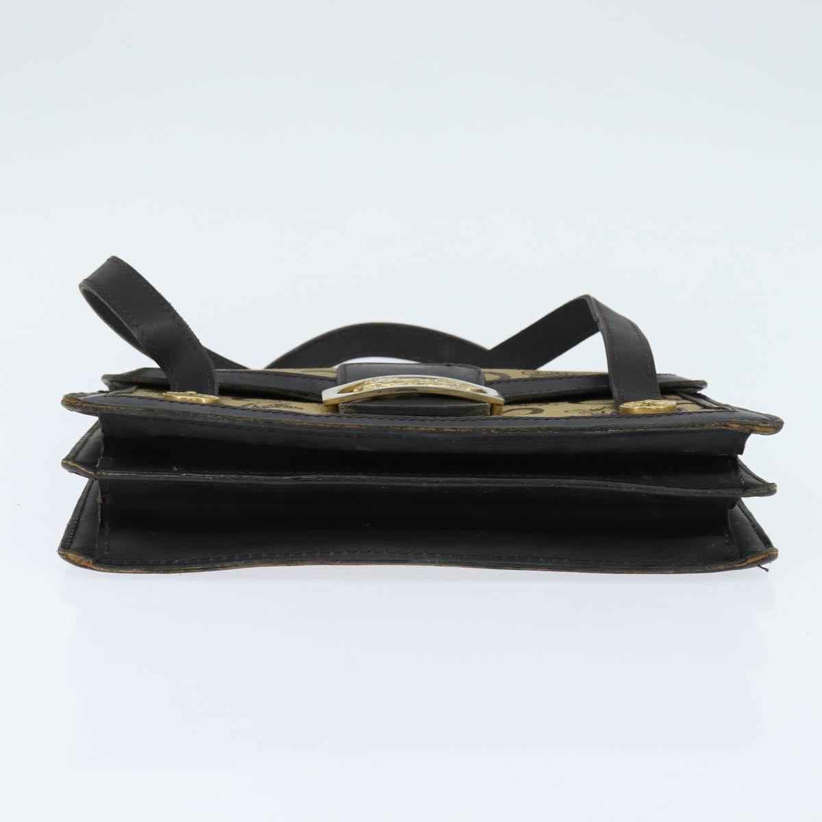CELINE C Sulky Hand Bag Canvas Leather Brown Gold Auth 147776