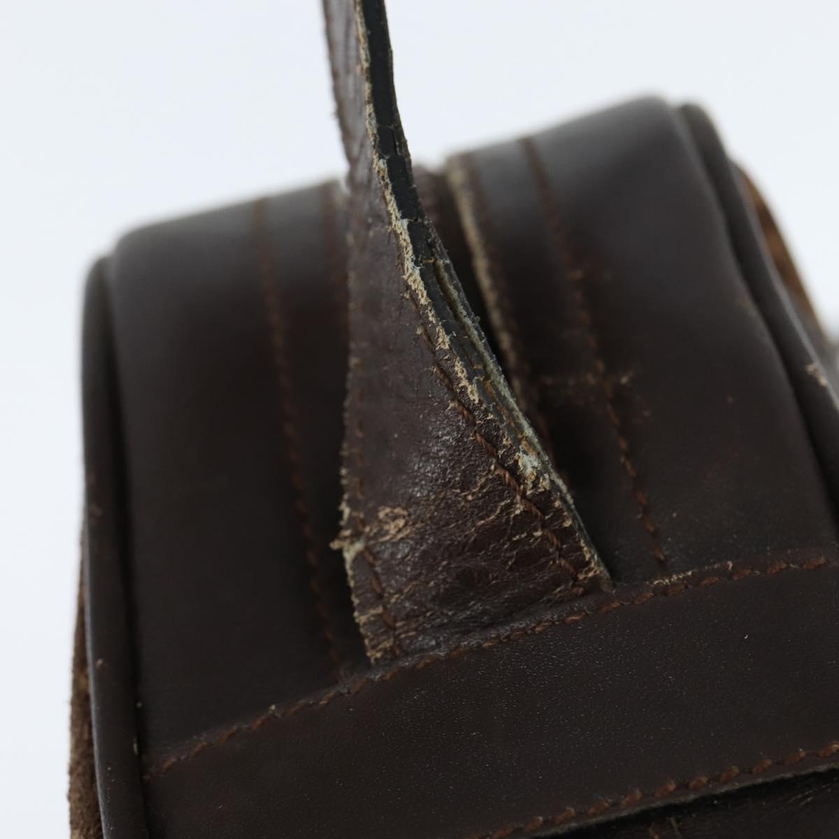 CELINE Macadam Canvas Shoulder Bag Suede Brown Gold Auth 147778