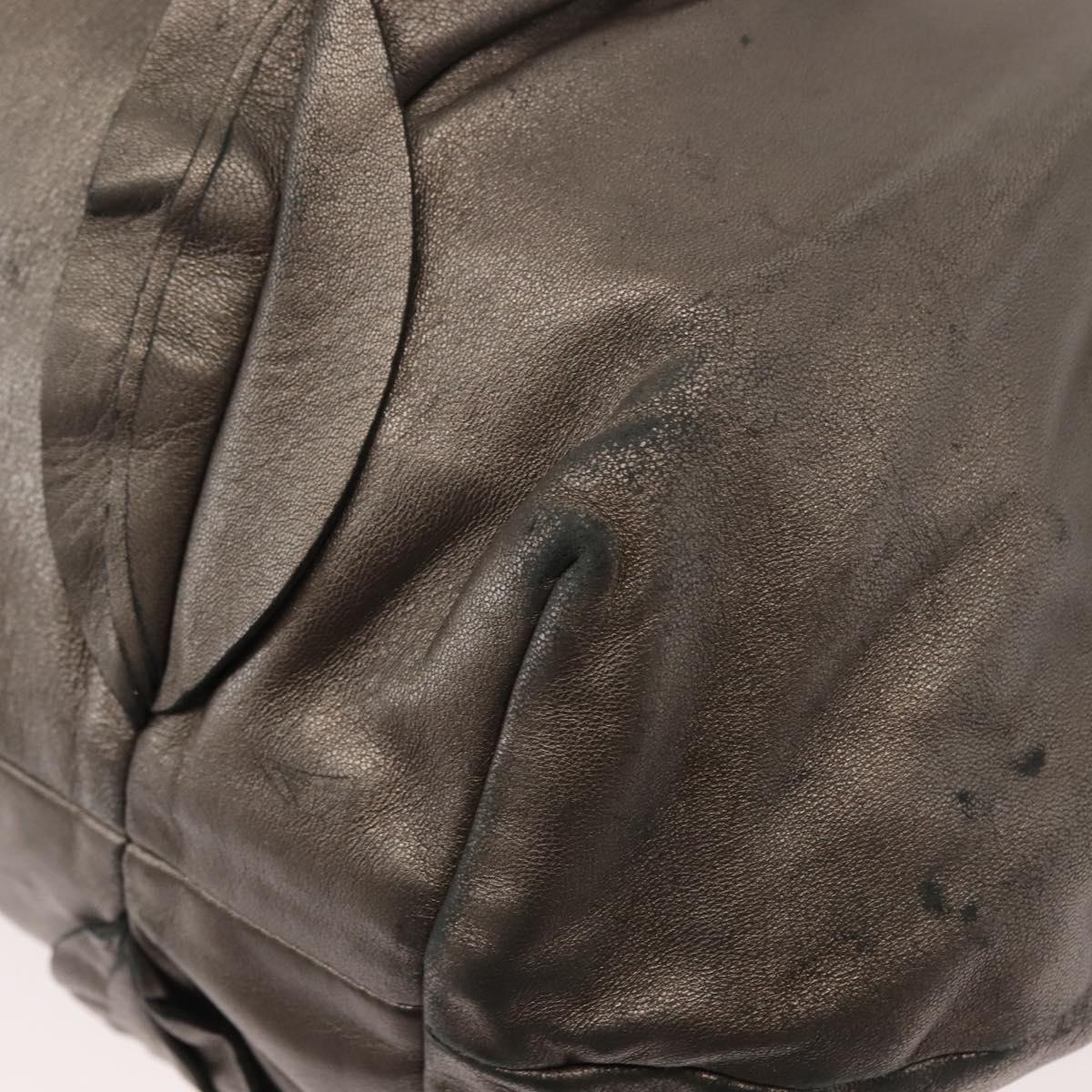 PRADA Shoulder Bag Leather Silver Auth 147780