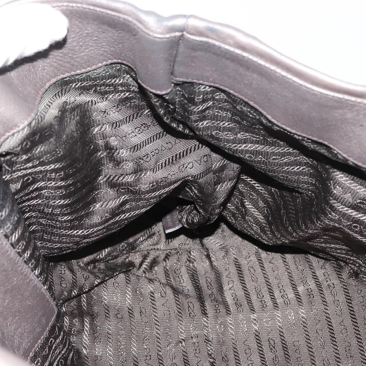 PRADA Shoulder Bag Leather Silver Auth 147780