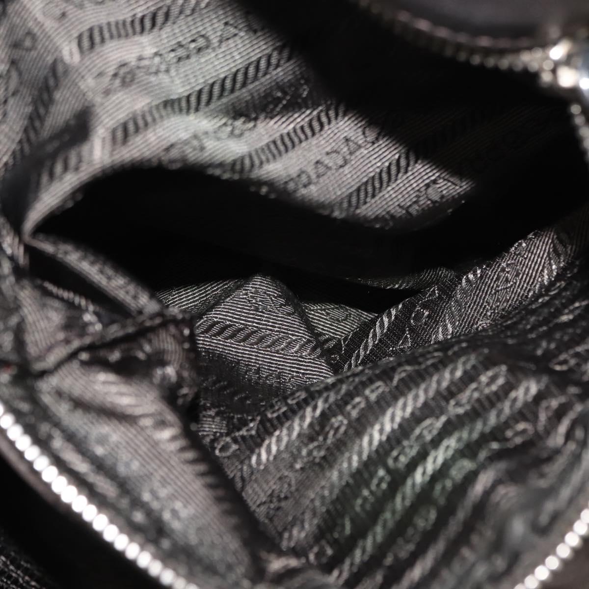 PRADA Shoulder Bag Leather Silver Auth 147780