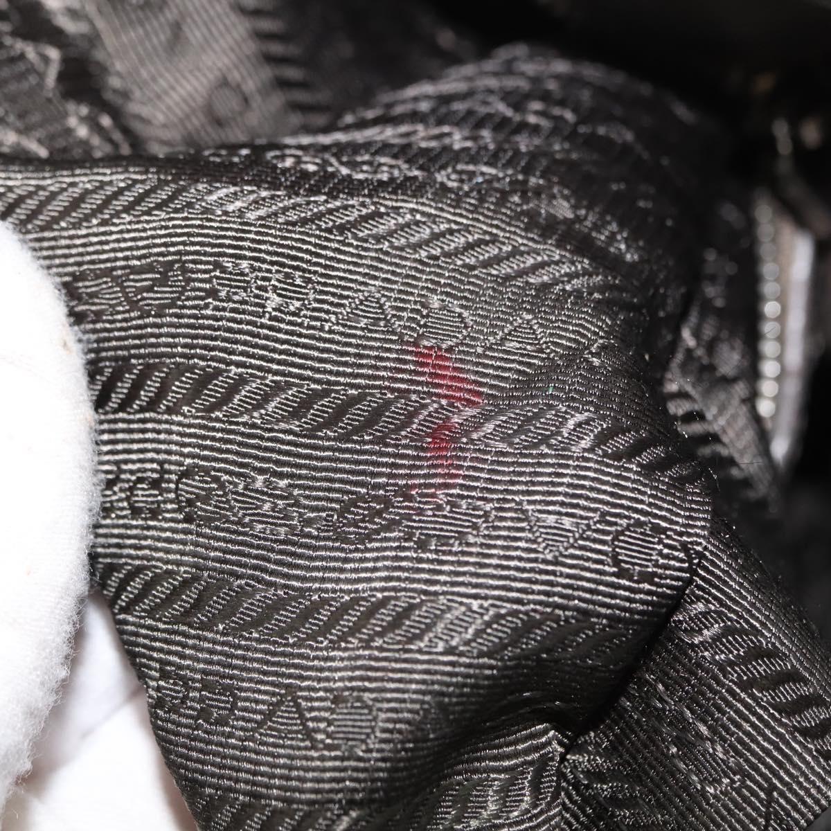 PRADA Shoulder Bag Leather Silver Auth 147780