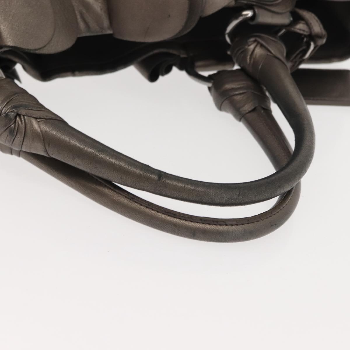 PRADA Shoulder Bag Leather Silver Auth 147780