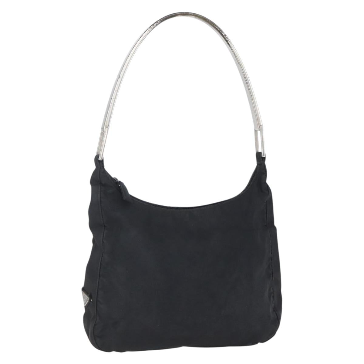 PRADA Shoulder Bag Nylon plastic Black Silver Auth 147781
