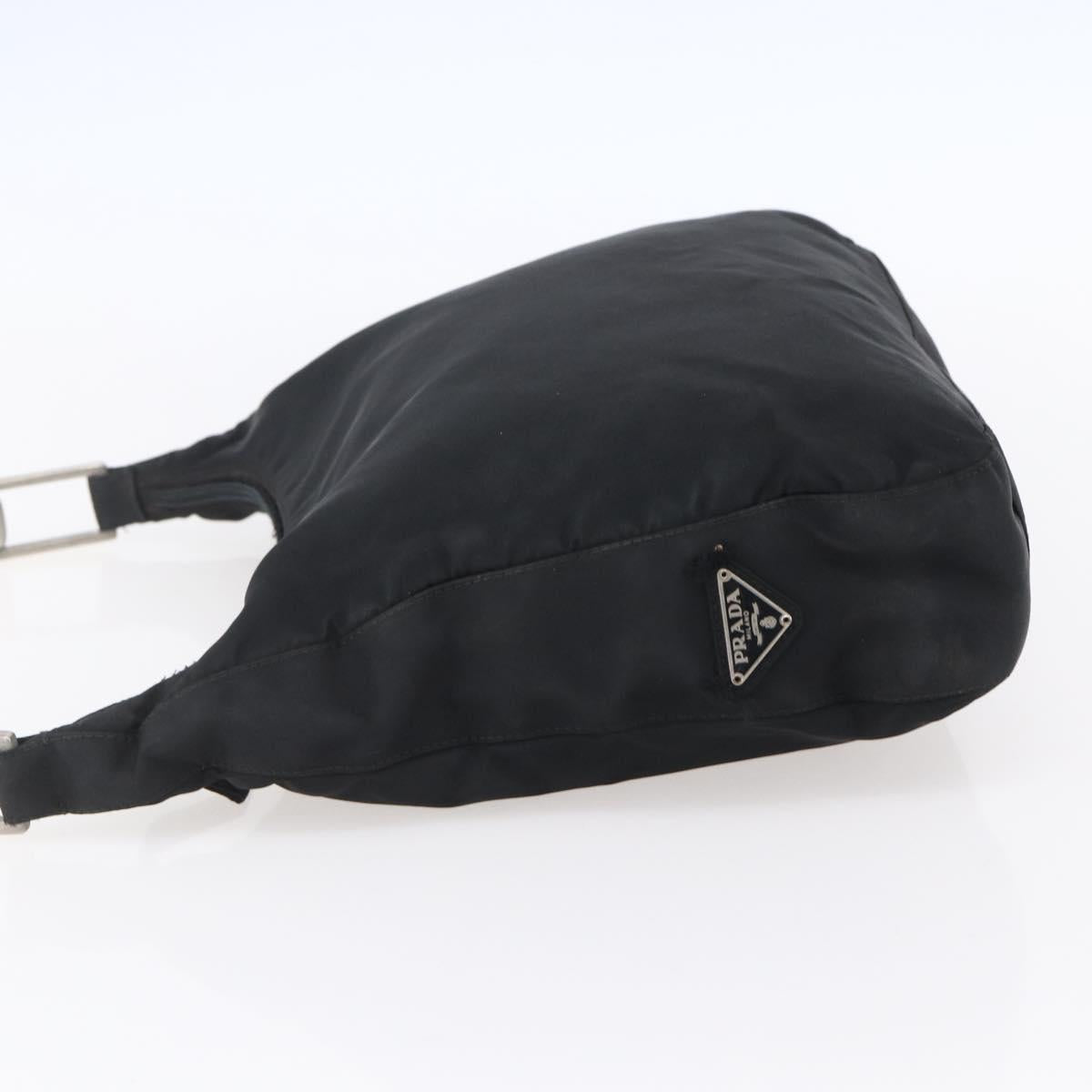 PRADA Shoulder Bag Nylon plastic Black Silver Auth 147781