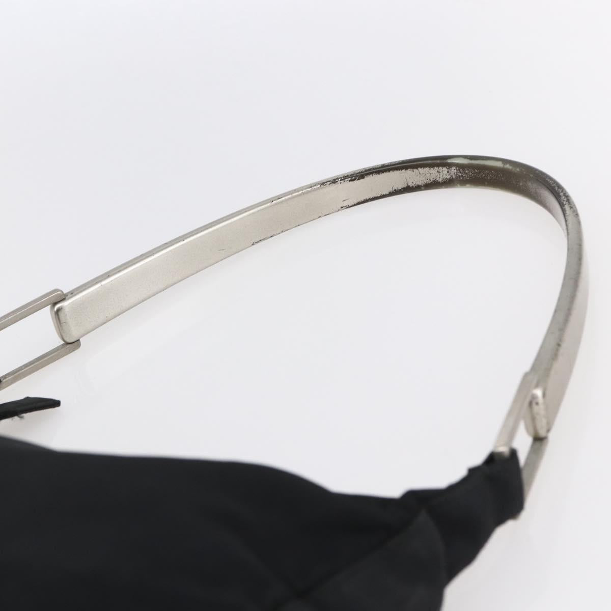 PRADA Shoulder Bag Nylon plastic Black Silver Auth 147781