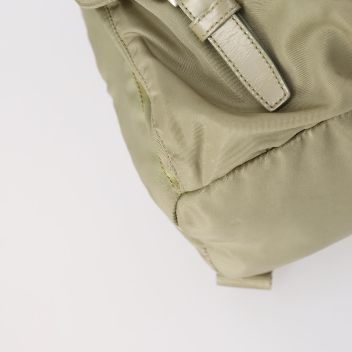 PRADA Backpack Nylon Beige Silver Auth 147783