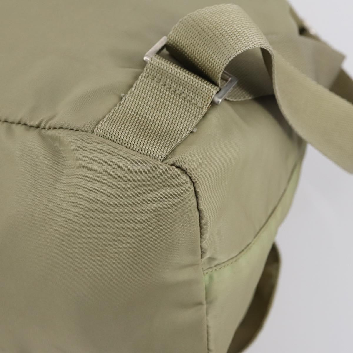 PRADA Backpack Nylon Beige Silver Auth 147783