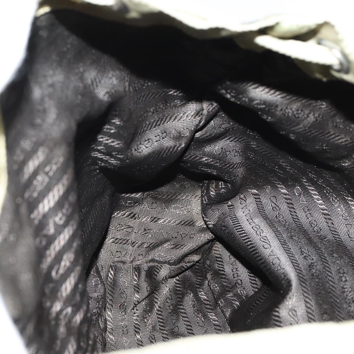 PRADA Backpack Nylon Beige Silver Auth 147783