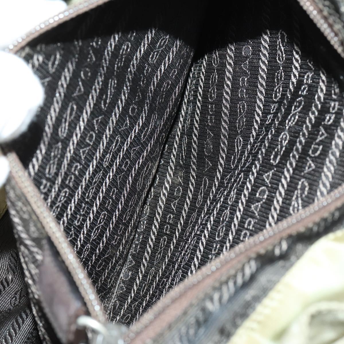 PRADA Backpack Nylon Beige Silver Auth 147783