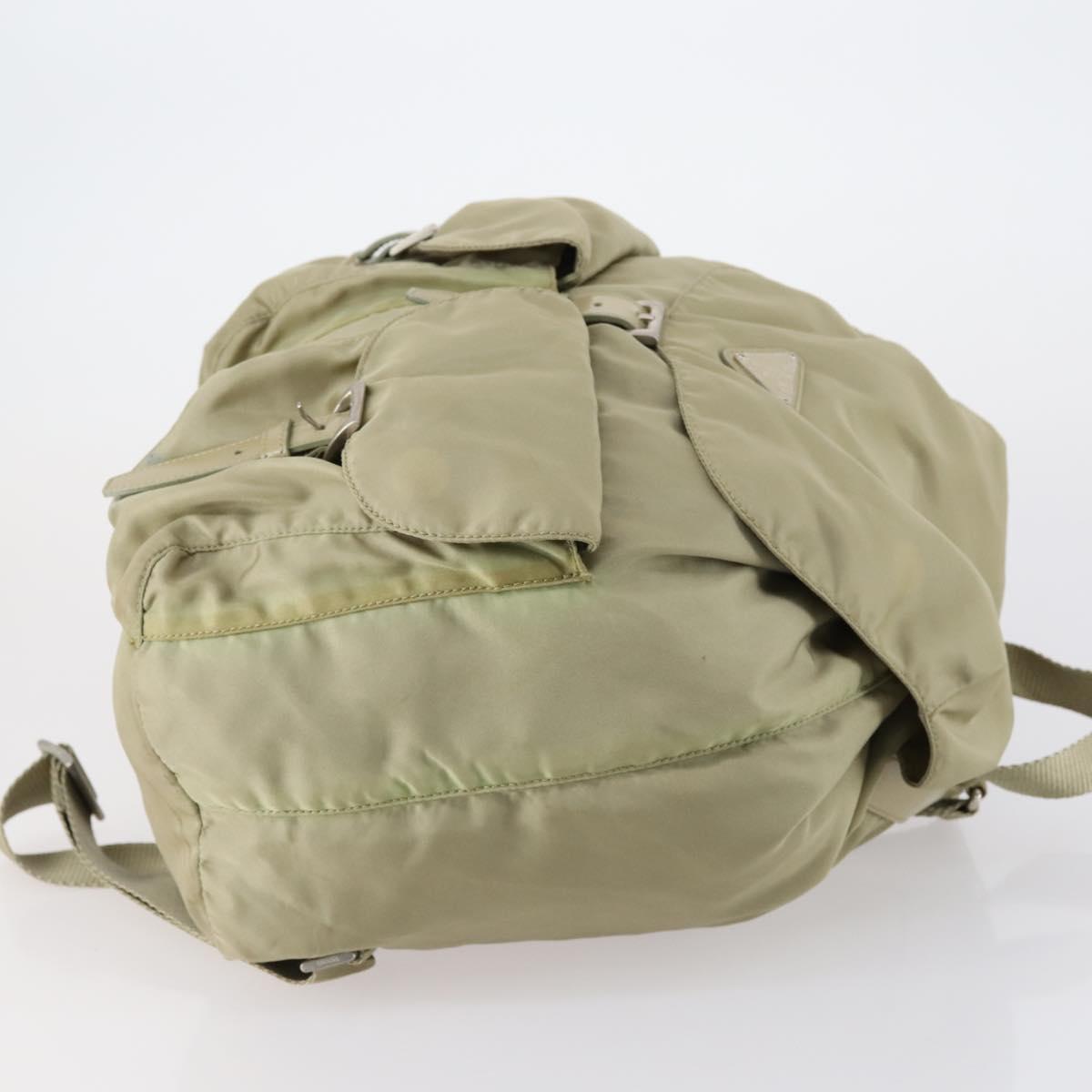 PRADA Backpack Nylon Beige Silver Auth 147783
