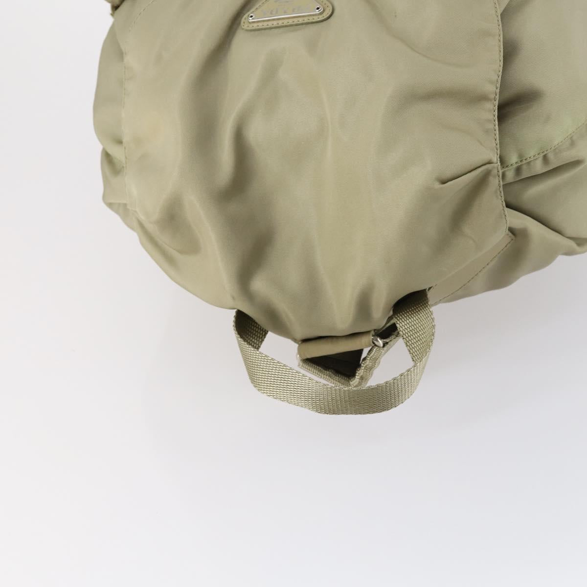PRADA Backpack Nylon Beige Silver Auth 147783