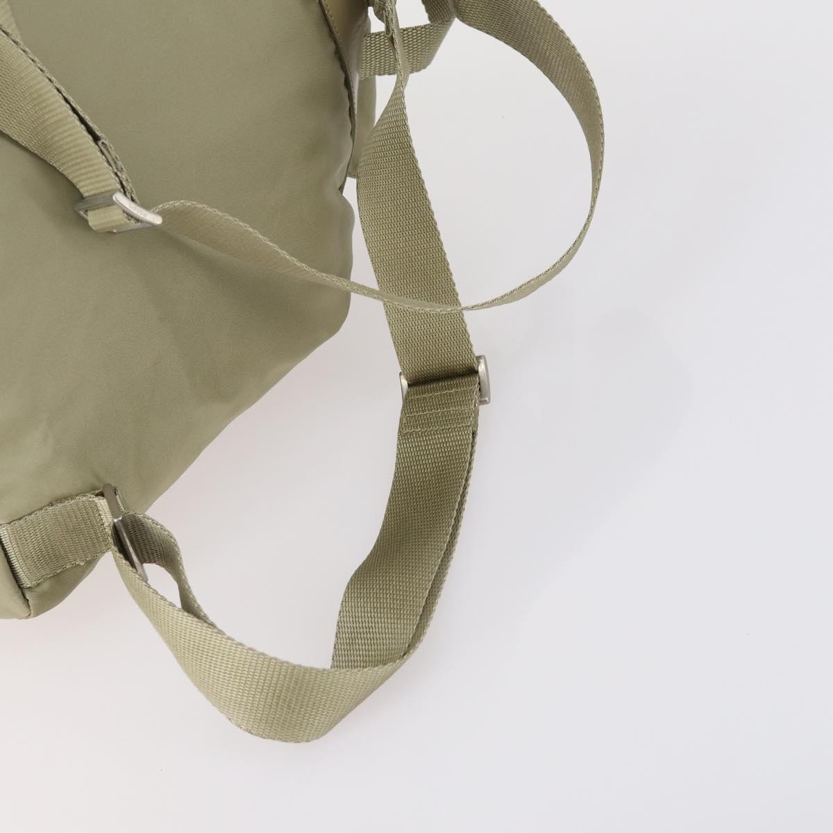 PRADA Backpack Nylon Beige Silver Auth 147783