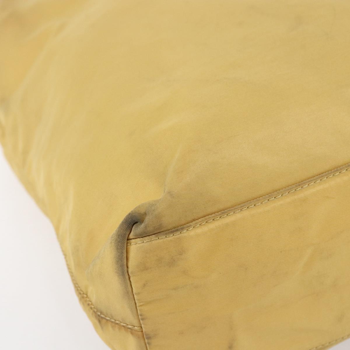 PRADA Tote Bag Nylon Yellow Silver Auth 147784