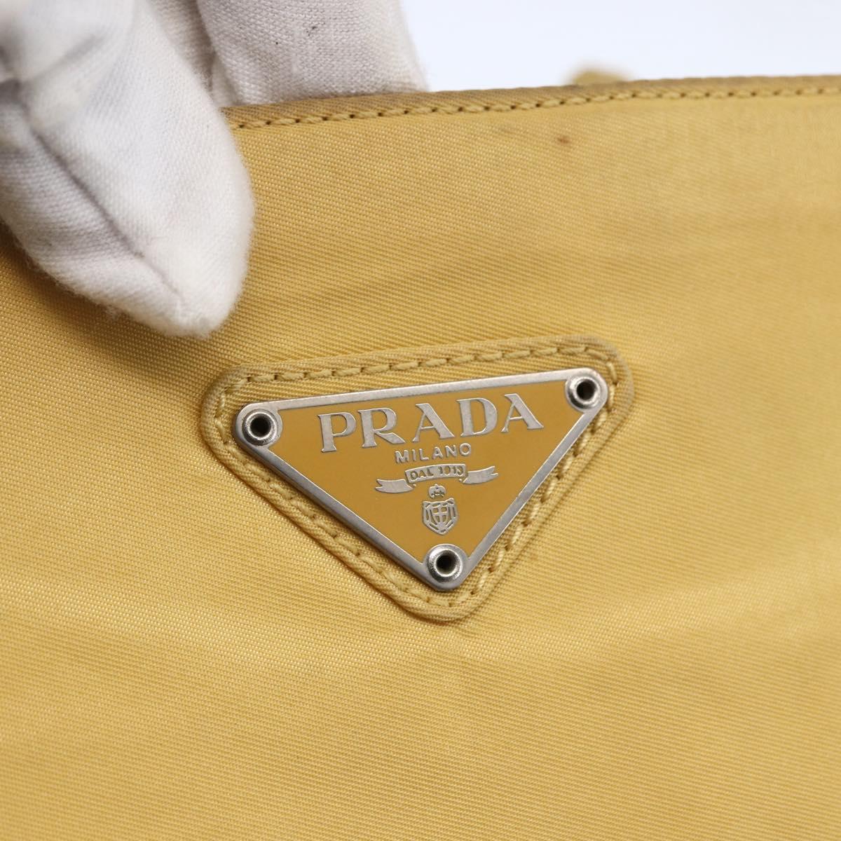 PRADA Tote Bag Nylon Yellow Silver Auth 147784