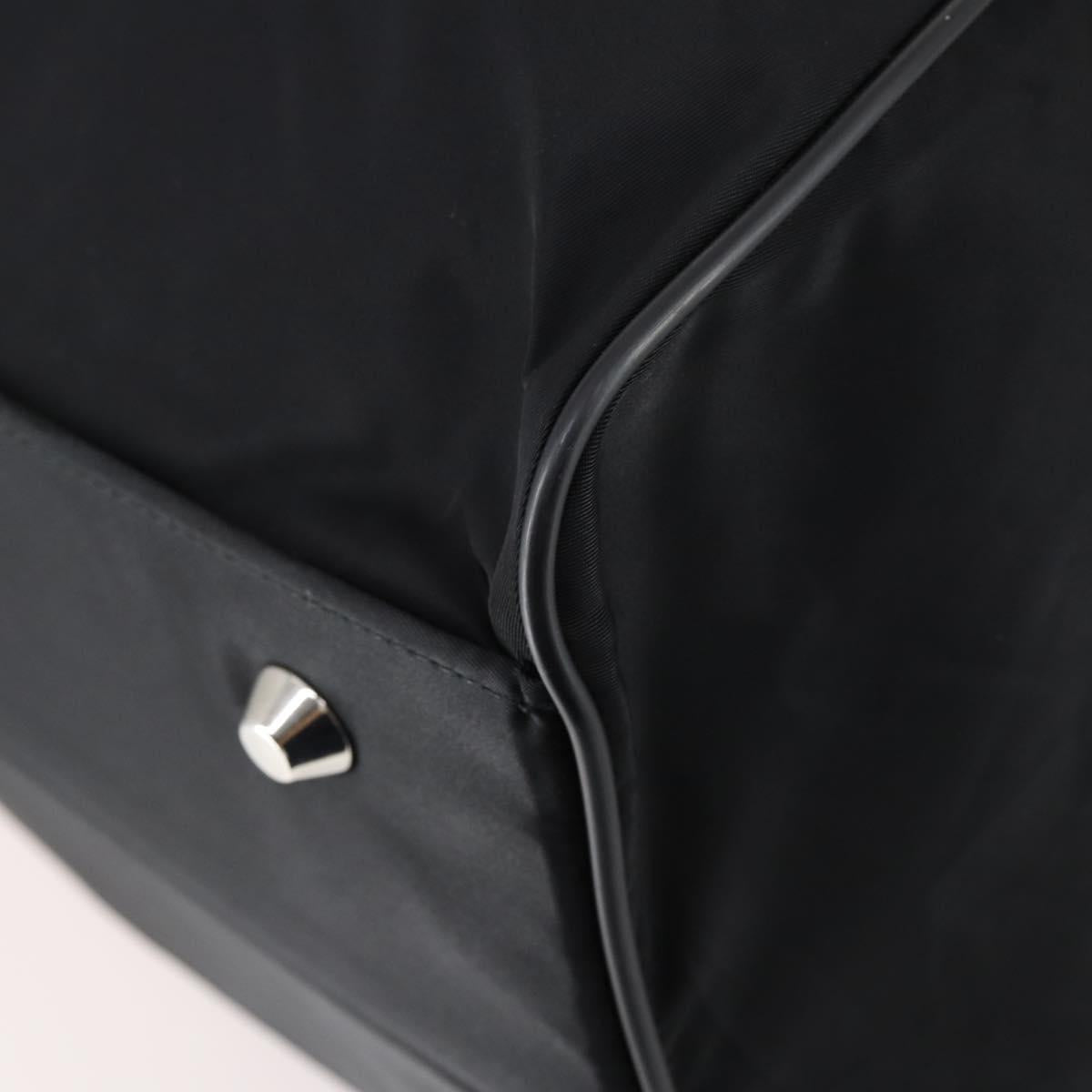 PRADA Boston Bag Nylon Leather 2way Black Silver Auth 147786