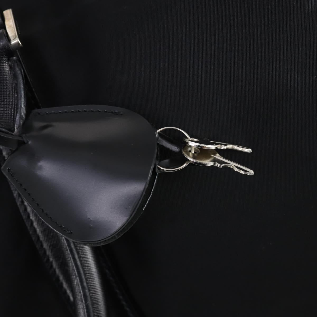 PRADA Boston Bag Nylon Leather 2way Black Silver Auth 147786