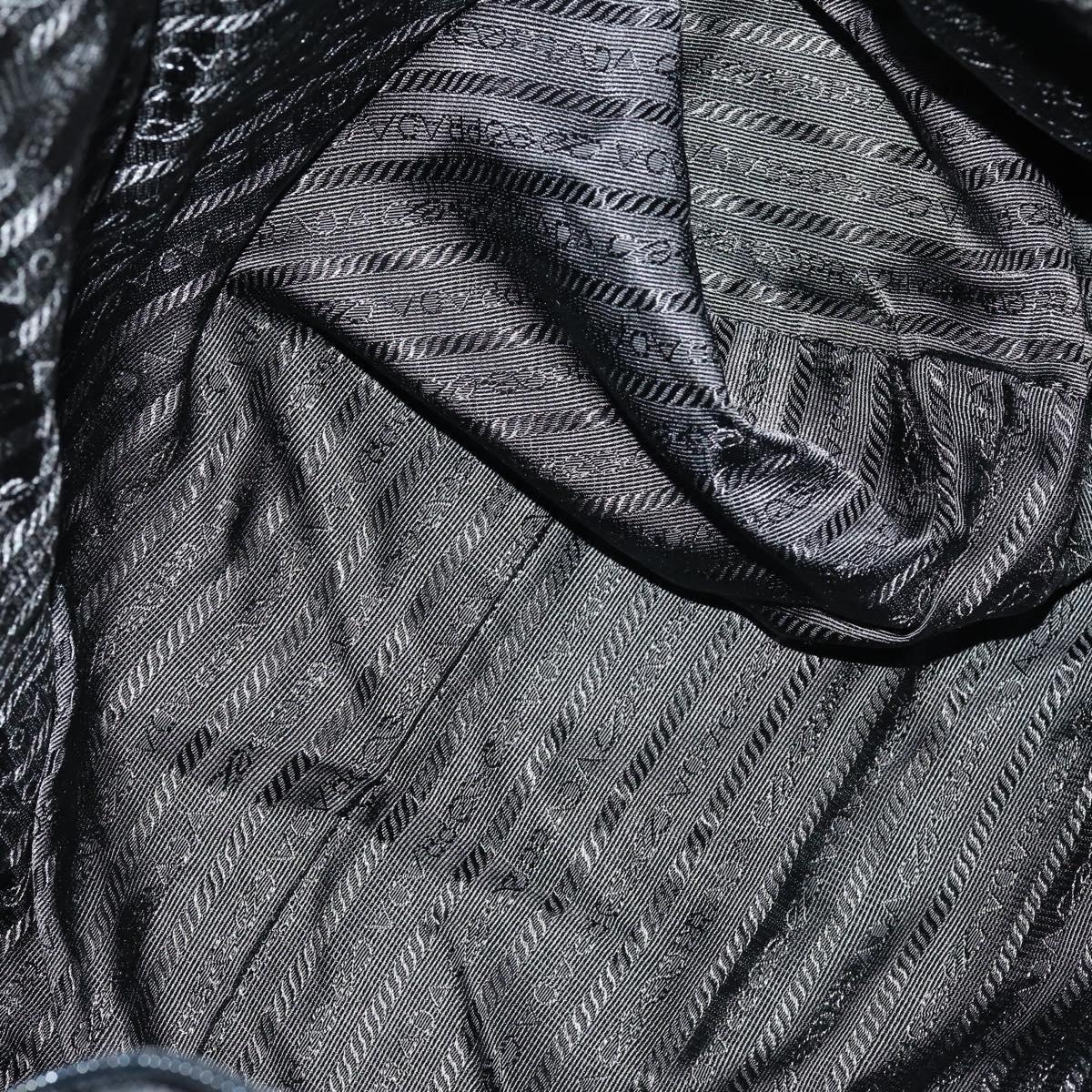 PRADA Boston Bag Nylon Leather 2way Black Silver Auth 147786