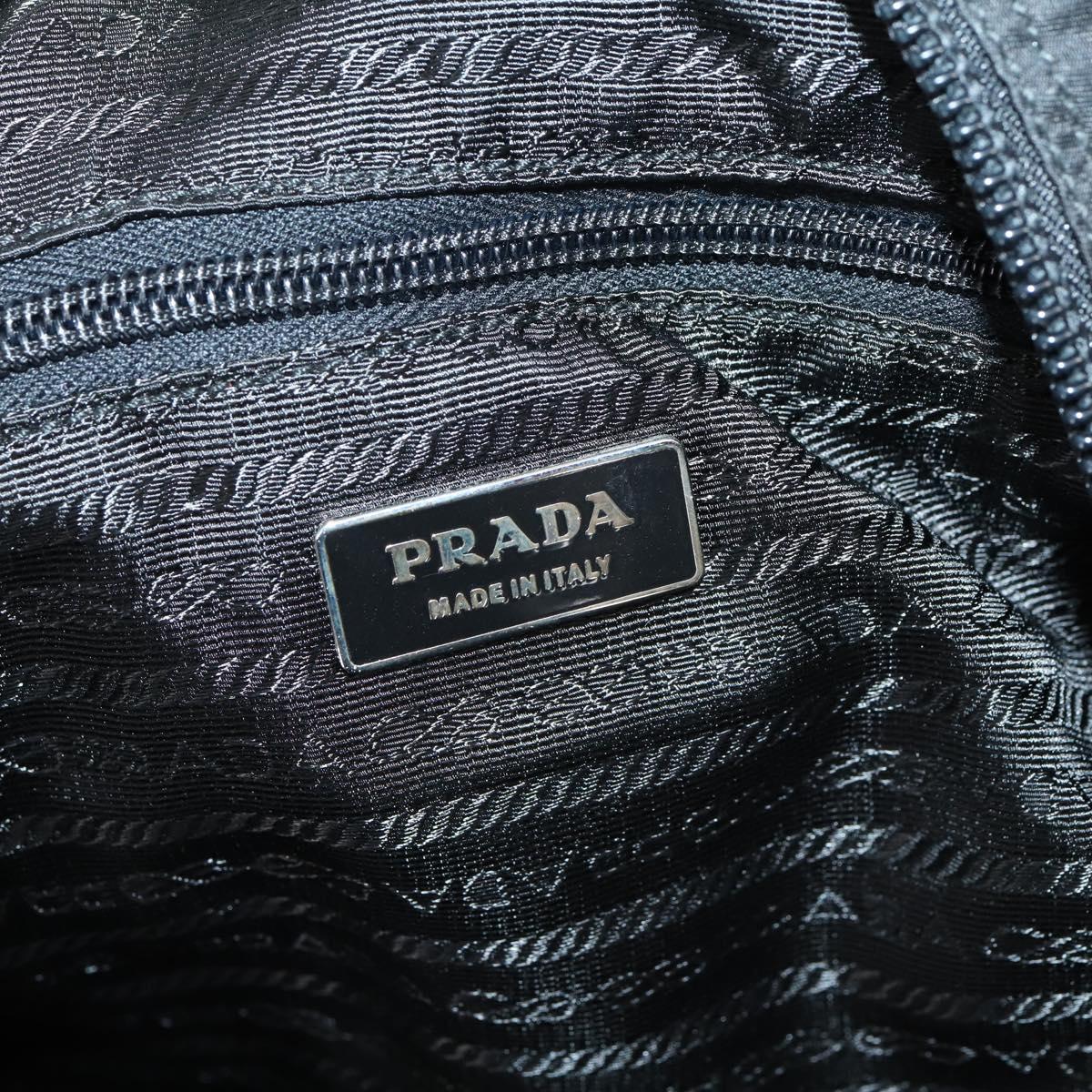 PRADA Boston Bag Nylon Leather 2way Black Silver Auth 147786