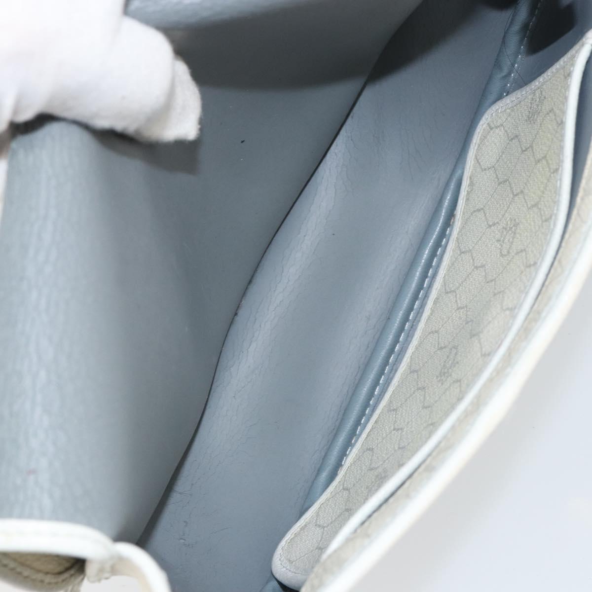 Christian Dior Honeycomb Canvas Chain Shoulder Bag PVC White Gold Auth 147788