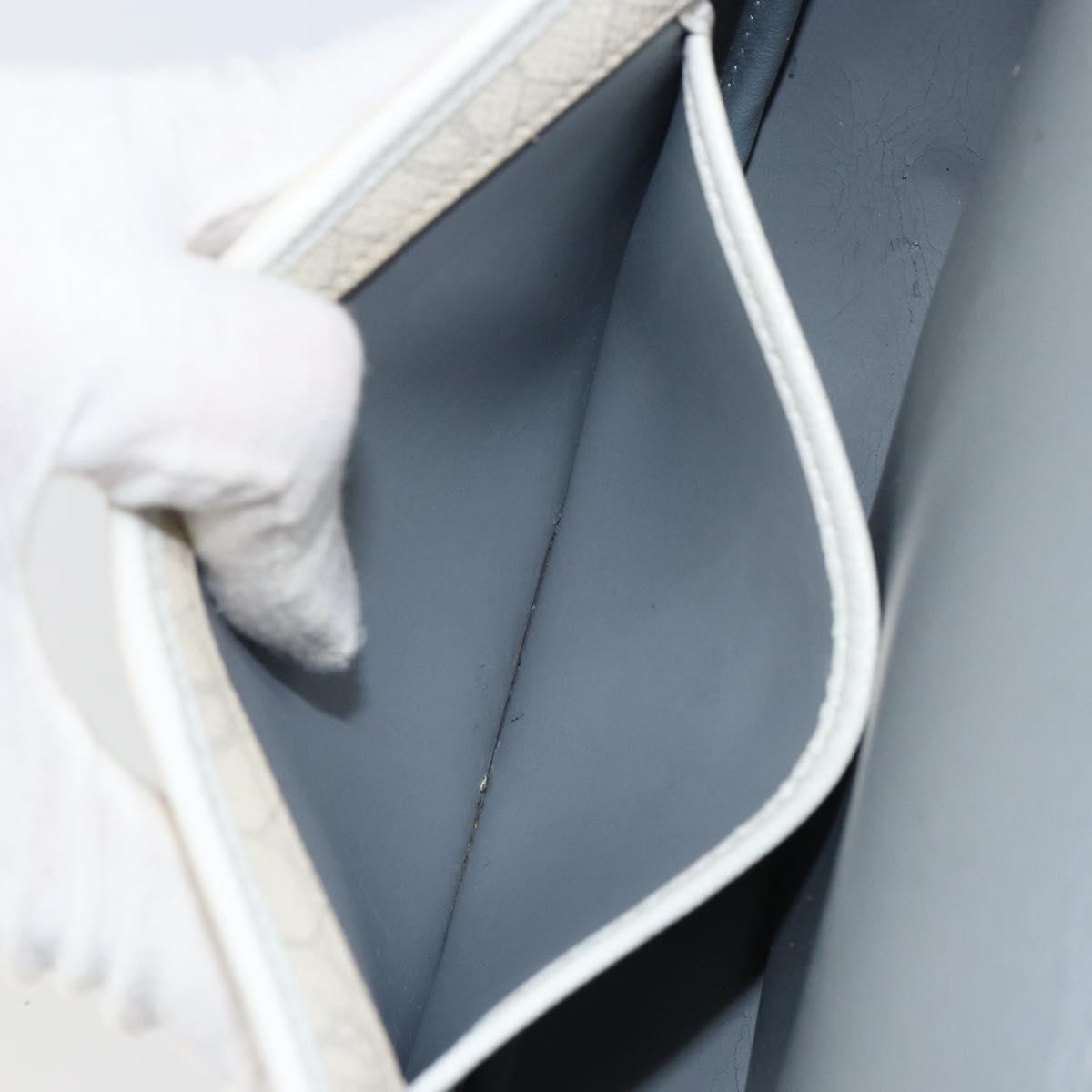 Christian Dior Honeycomb Canvas Chain Shoulder Bag PVC White Gold Auth 147788