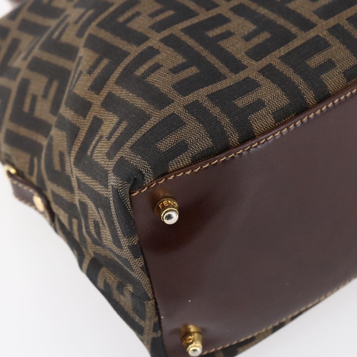 FENDI Zucca Canvas Mamma Baguette Hand Bag Black Brown Silver Auth 147791