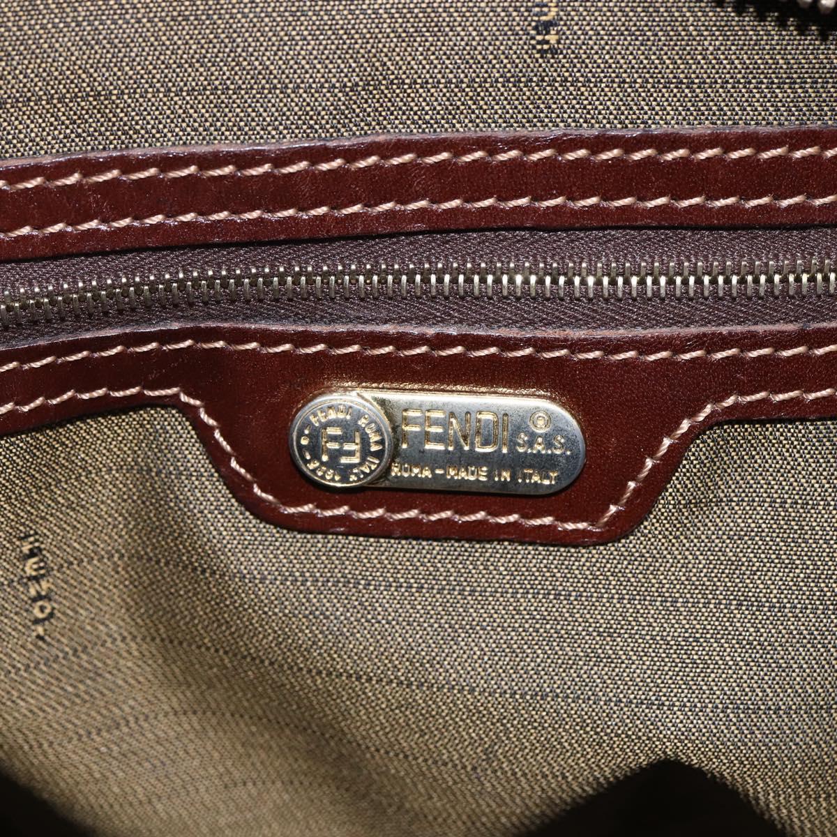 FENDI Zucca Canvas Mamma Baguette Hand Bag Black Brown Silver Auth 147791