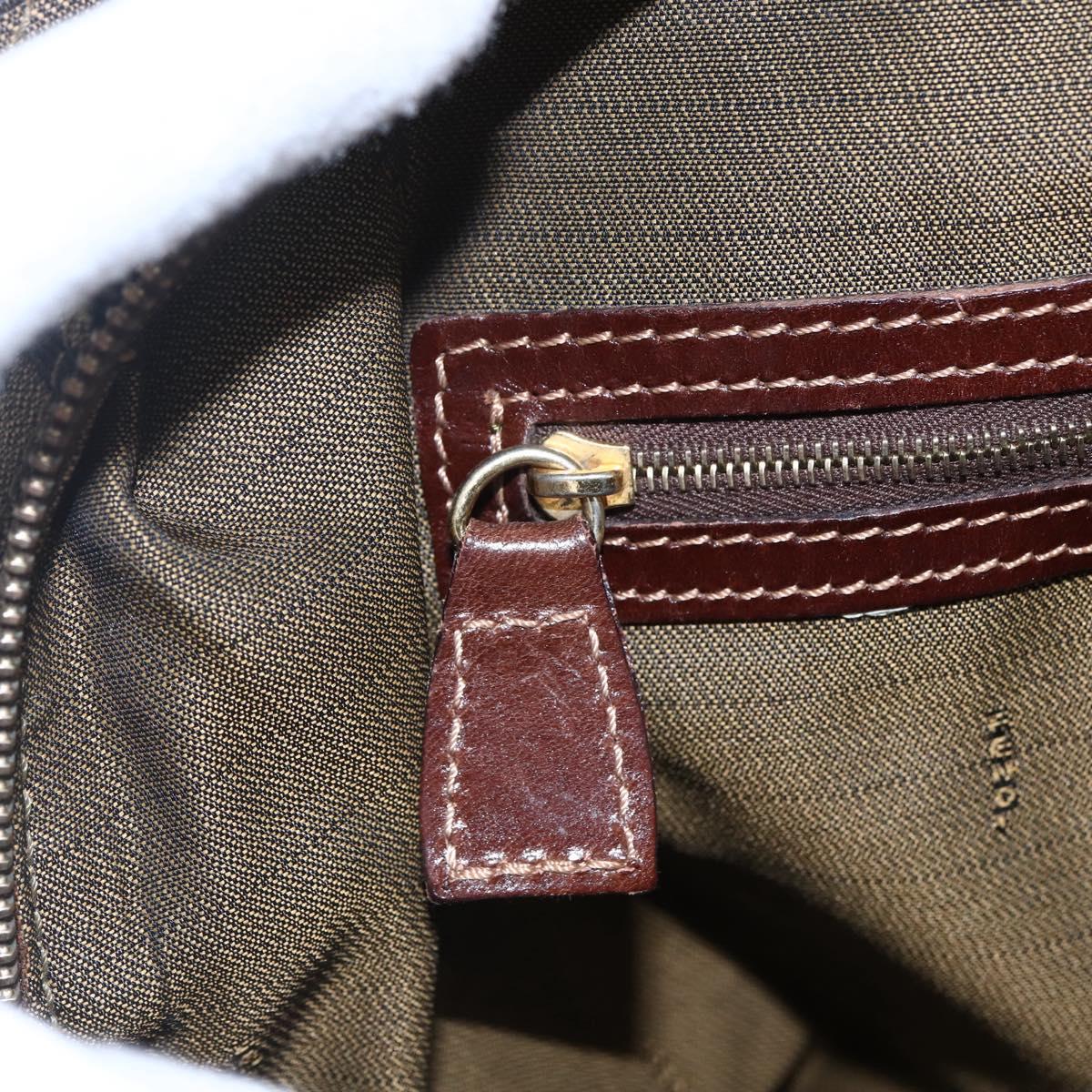 FENDI Zucca Canvas Mamma Baguette Hand Bag Black Brown Silver Auth 147791