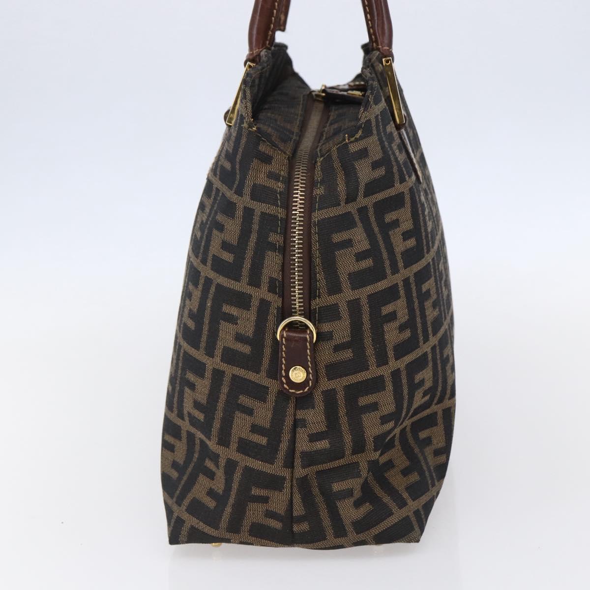 FENDI Zucca Canvas Mamma Baguette Hand Bag Black Brown Silver Auth 147791