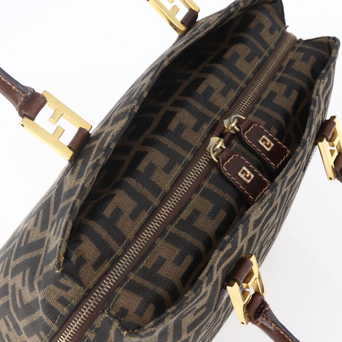 FENDI Zucca Canvas Mamma Baguette Hand Bag Black Brown Silver Auth 147791