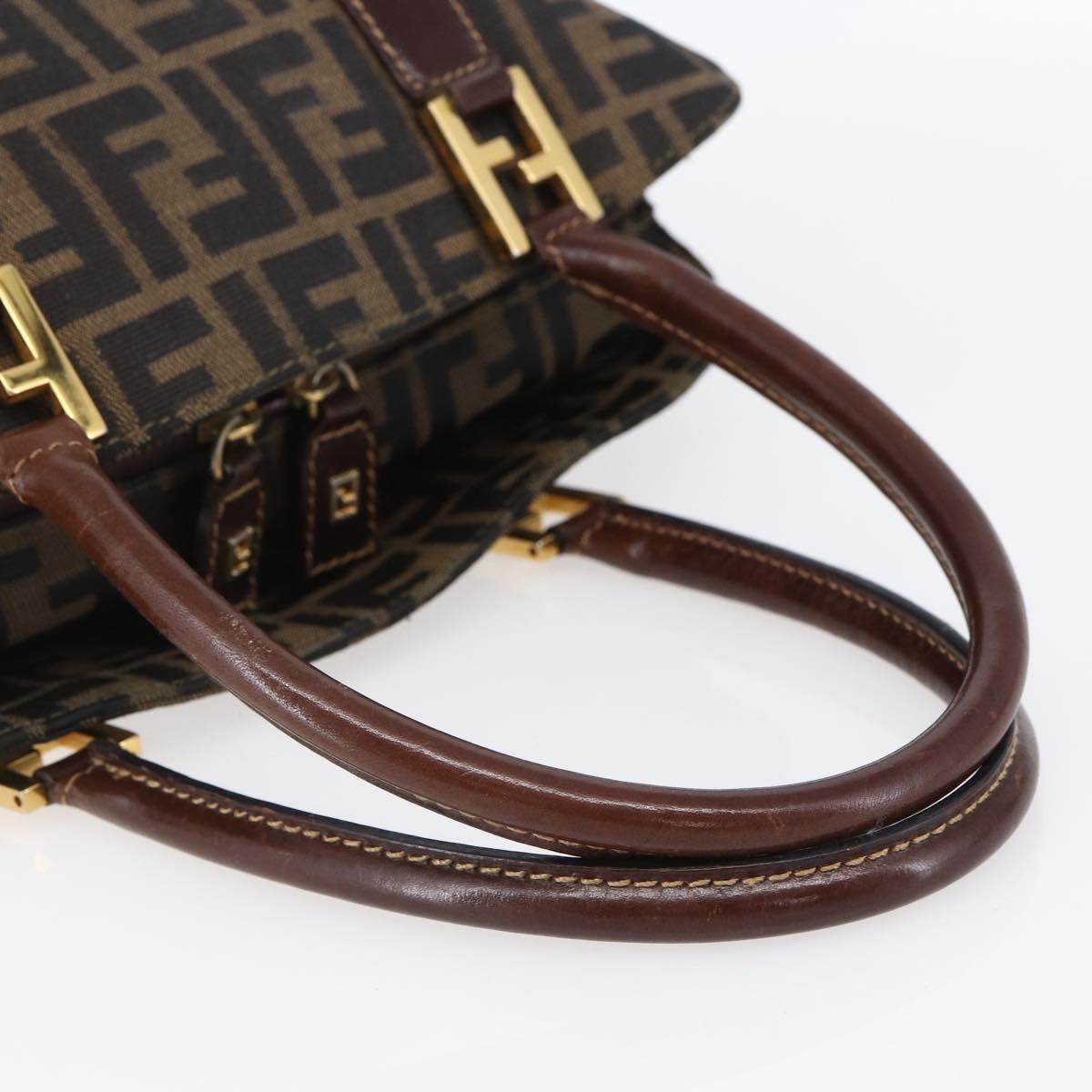 FENDI Zucca Canvas Mamma Baguette Hand Bag Black Brown Silver Auth 147791