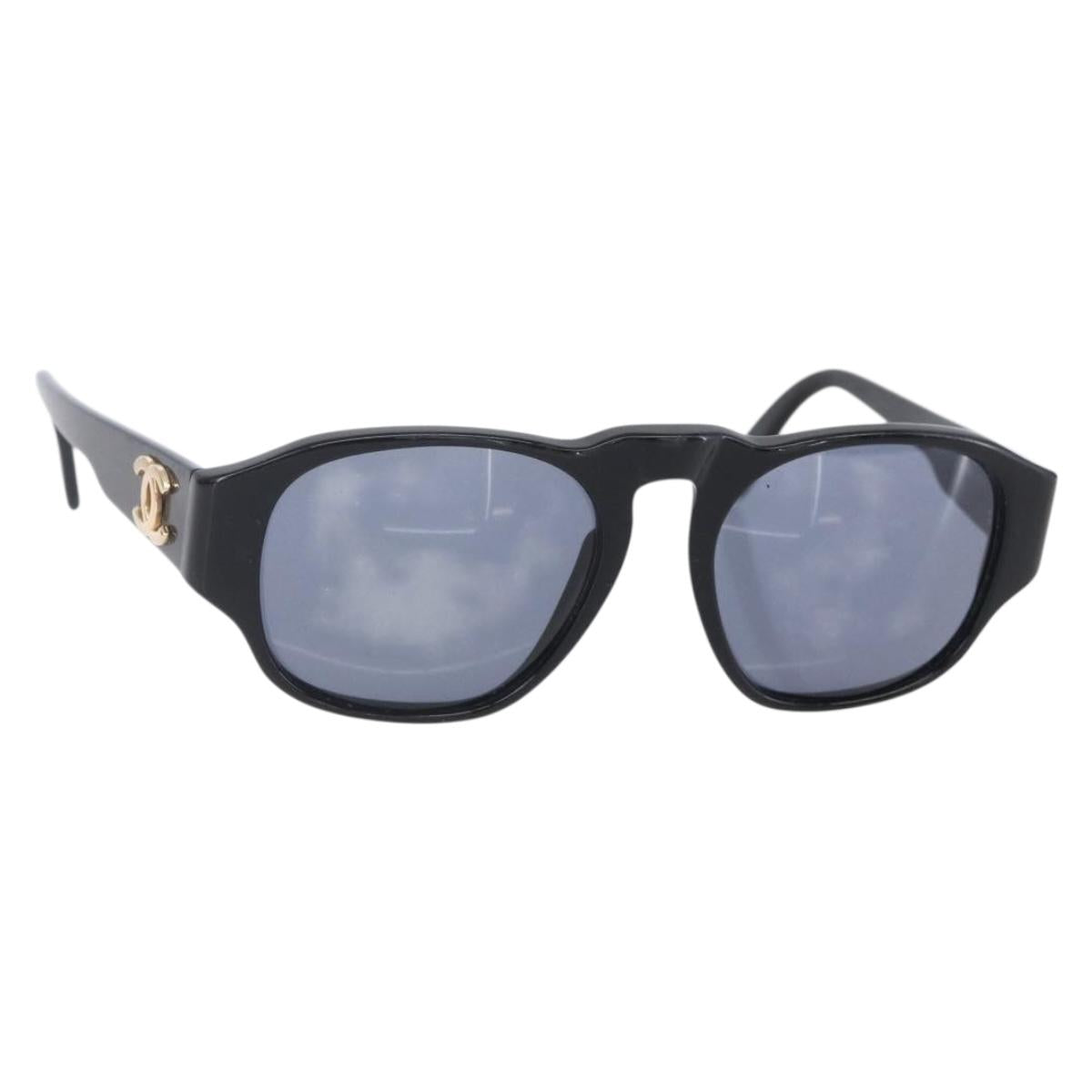 CHANEL Sunglasses plastic Black CC Auth 147805