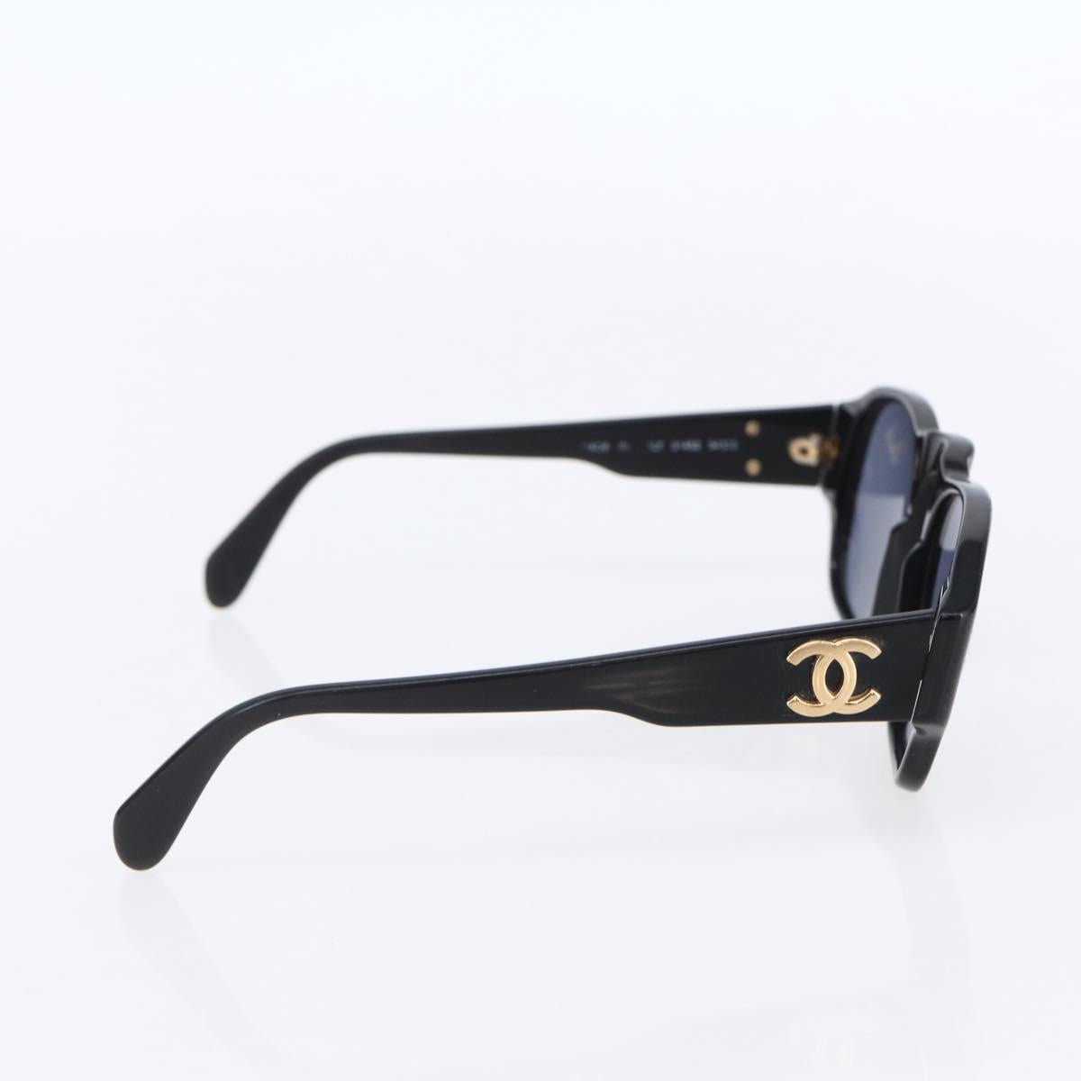 CHANEL Sunglasses plastic Black CC Auth 147805