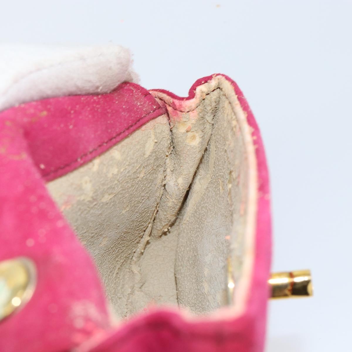 CHANEL Matelasse Chain Shoulder Bag Suede Pink Gold CC Auth 147807